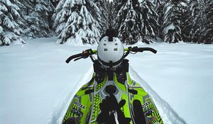 Preview wallpaper snowmobile, snow, trees, winter