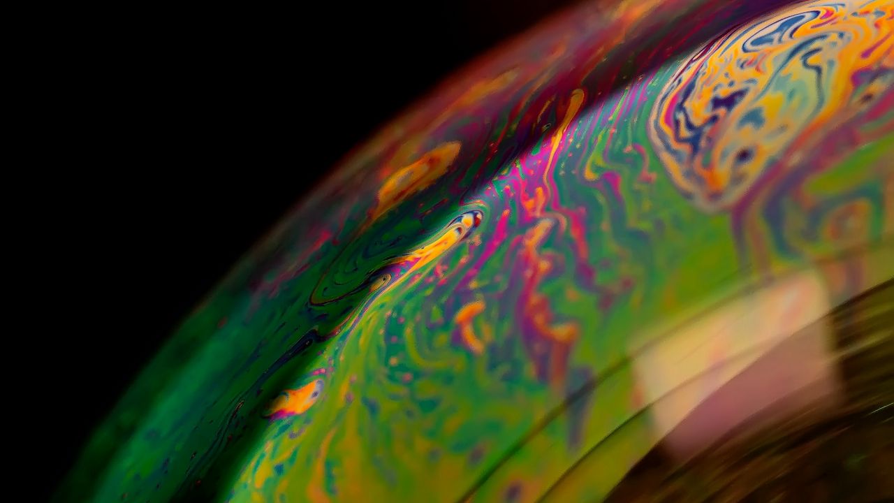 Wallpaper soap bubble, bubble, macro, surface, colorful