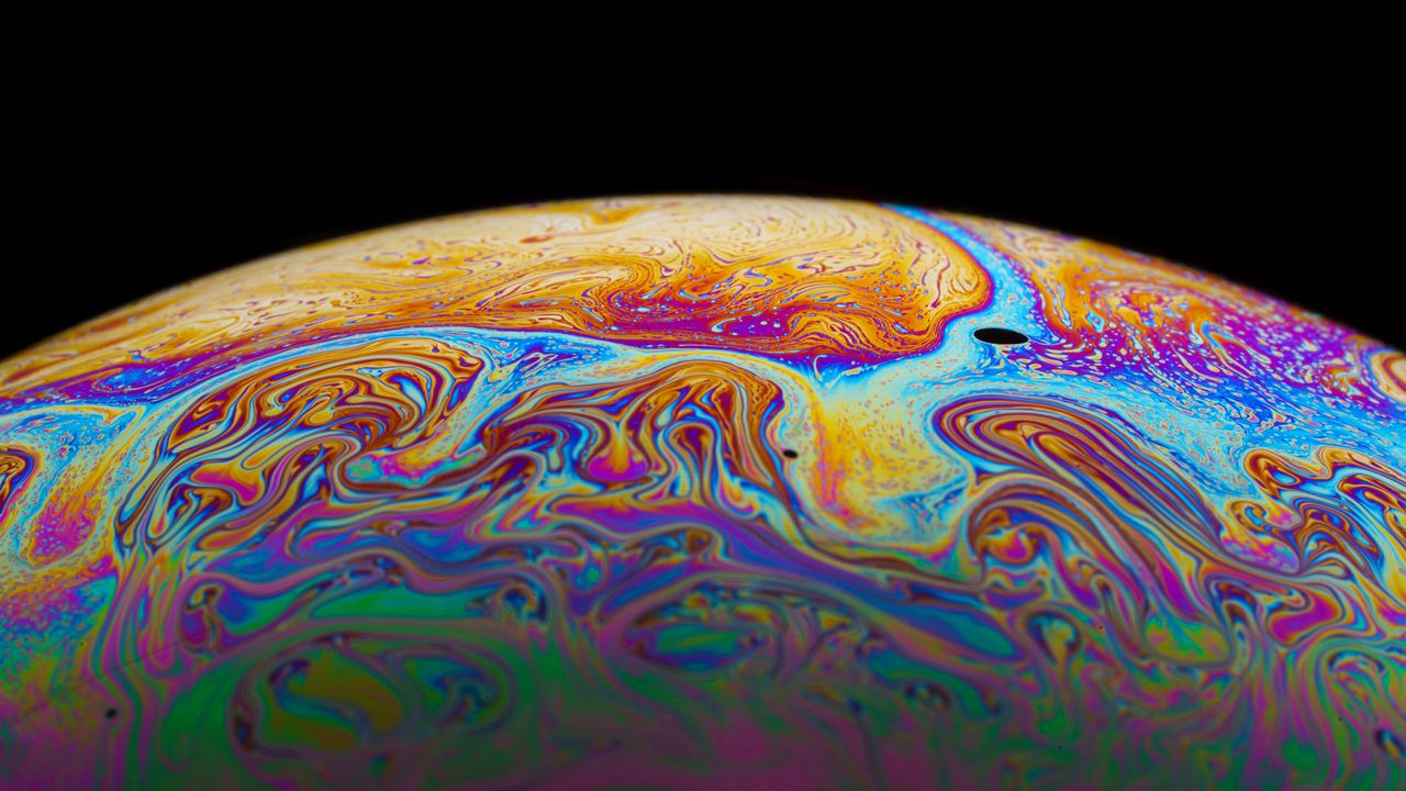 Wallpaper soap bubble, bubble, macro, stains, colorful