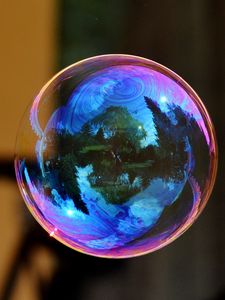 Preview wallpaper soap bubble, colorful, bowl, reflection