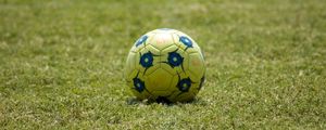 Preview wallpaper soccer ball, ball, football, grass