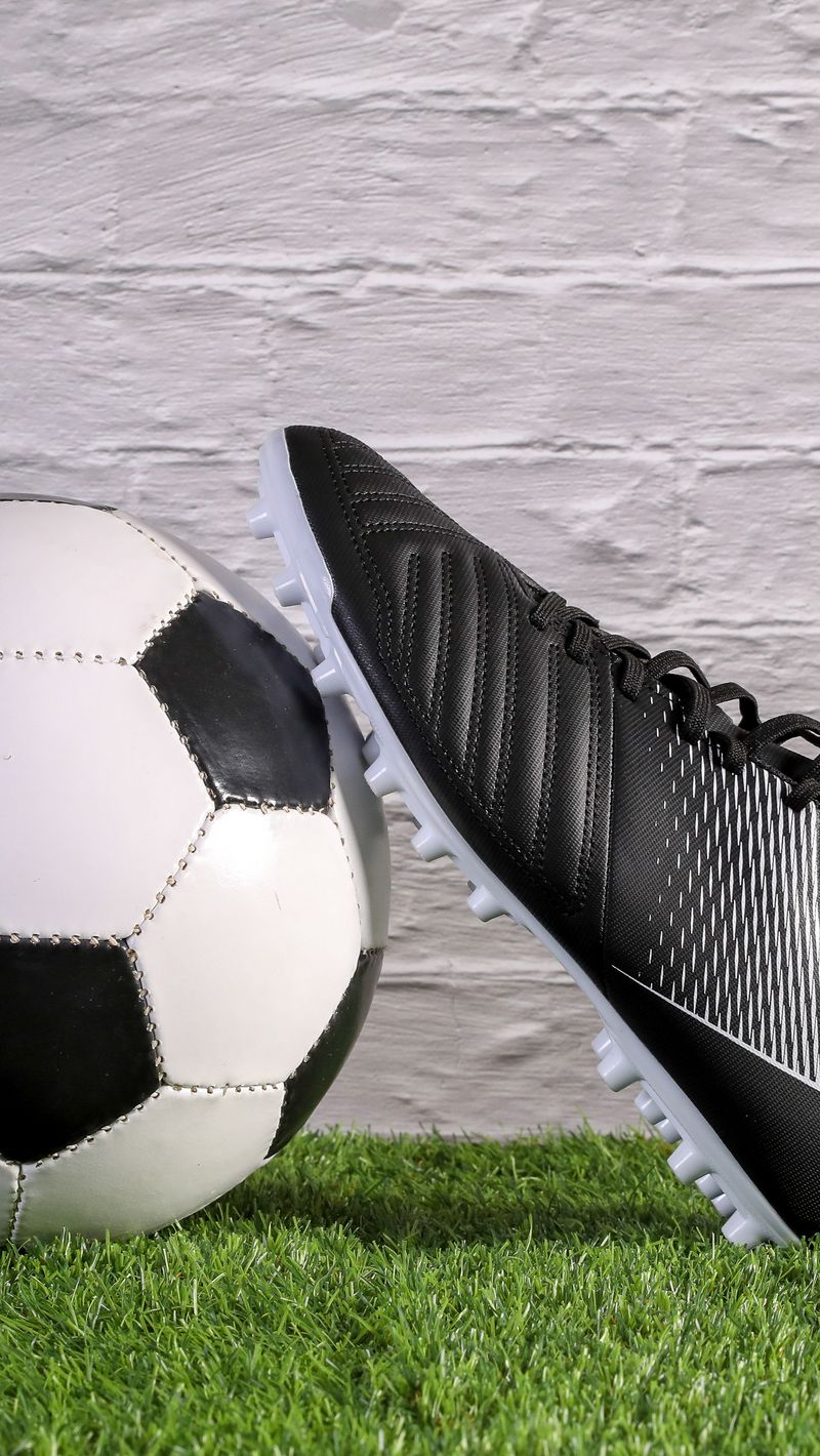 Download wallpaper 800x1420 soccer ball, boot, grass, football, sport ...