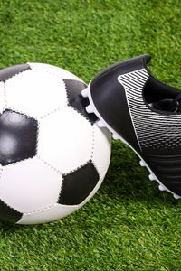 Preview wallpaper soccer ball, boot, grass, sports, football