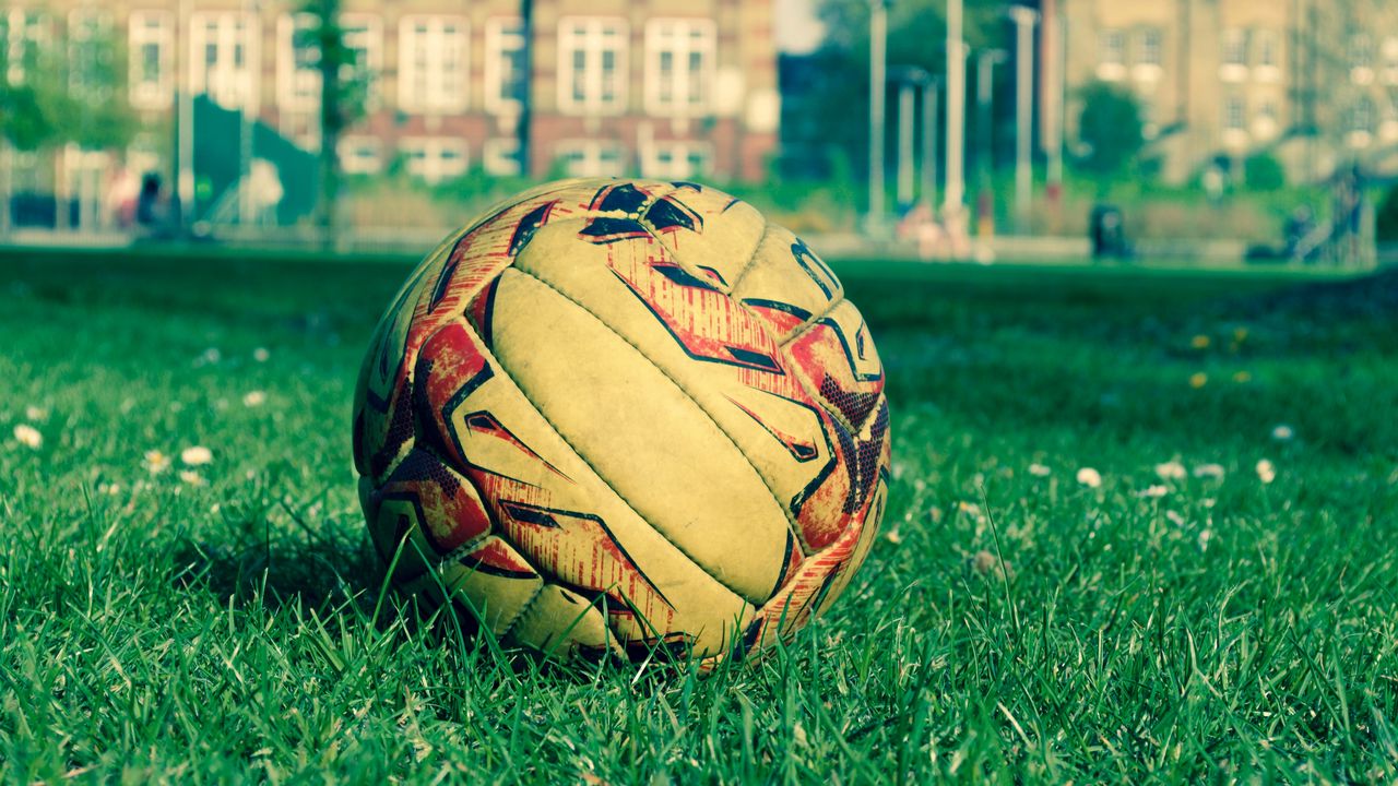 Wallpaper soccer ball, field, grass, lawn