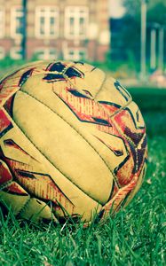 Preview wallpaper soccer ball, field, grass, lawn