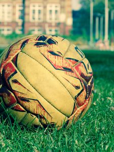 Preview wallpaper soccer ball, field, grass, lawn