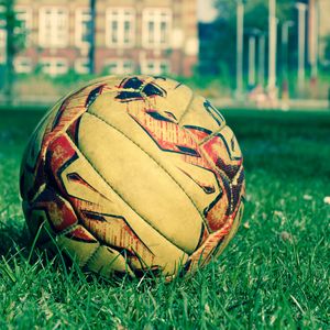 Preview wallpaper soccer ball, field, grass, lawn
