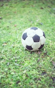 Preview wallpaper soccer ball, football, grass, blur