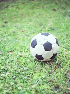 Preview wallpaper soccer ball, football, grass, blur