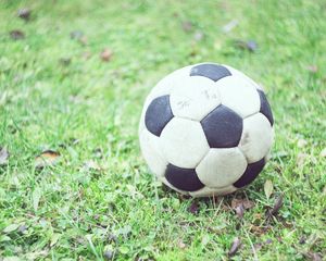 Preview wallpaper soccer ball, football, grass, blur