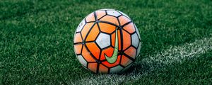 Preview wallpaper soccer ball, football, lawn, grass