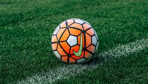 Preview wallpaper soccer ball, football, lawn, grass