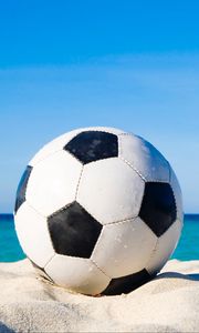 Preview wallpaper soccer ball, football, sand