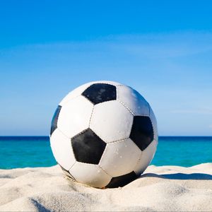 Preview wallpaper soccer ball, football, sand