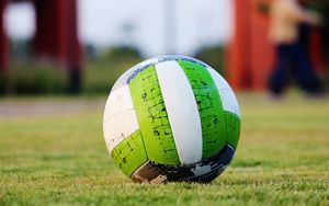 Preview wallpaper soccer ball, grass, green