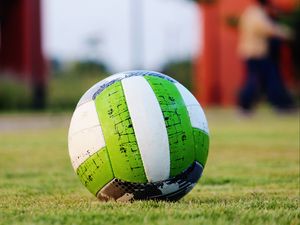 Preview wallpaper soccer ball, grass, green