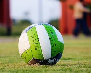 Preview wallpaper soccer ball, grass, green