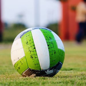 Preview wallpaper soccer ball, grass, green