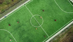 Preview wallpaper soccer field, football, match, aerial view