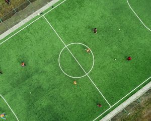 Preview wallpaper soccer field, football, match, aerial view