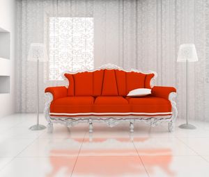 Preview wallpaper sofa, bathroom, lamps, curtains