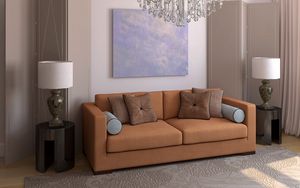 Preview wallpaper sofa, design, interior design, apartment, room, brown, lamps, pillows, space, style, comfort