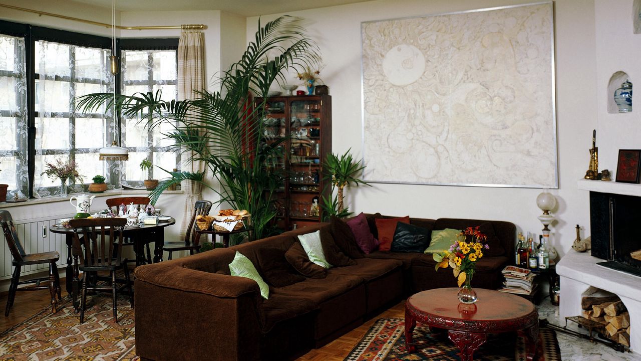 Wallpaper sofa, flowers, carpet, table, interior