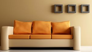 Preview wallpaper sofa, furniture, leather, orange, beige