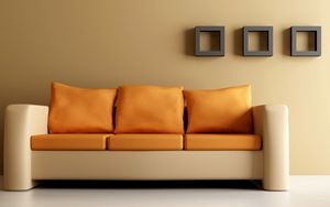 Preview wallpaper sofa, furniture, leather, orange, beige