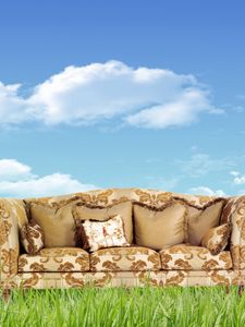 Preview wallpaper sofa, grass, nature, furniture