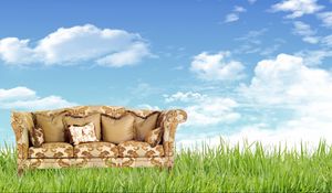 Preview wallpaper sofa, grass, nature, furniture