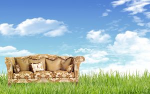 Preview wallpaper sofa, grass, nature, furniture