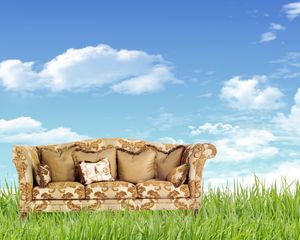 Preview wallpaper sofa, grass, nature, furniture