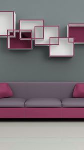 Preview wallpaper sofa, lamp, shelves