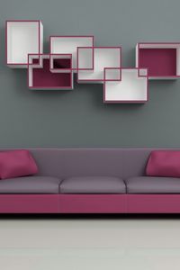 Preview wallpaper sofa, lamp, shelves