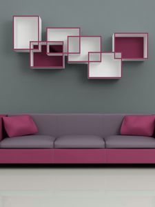 Preview wallpaper sofa, lamp, shelves