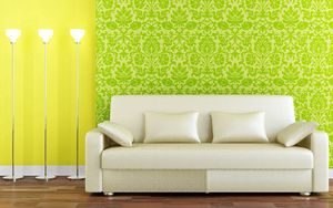 Preview wallpaper sofa, lamps, wall, wallpaper, style