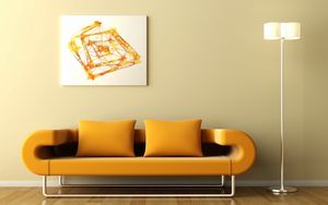 Preview wallpaper sofa, paintings, lamps, abstraction, parquet