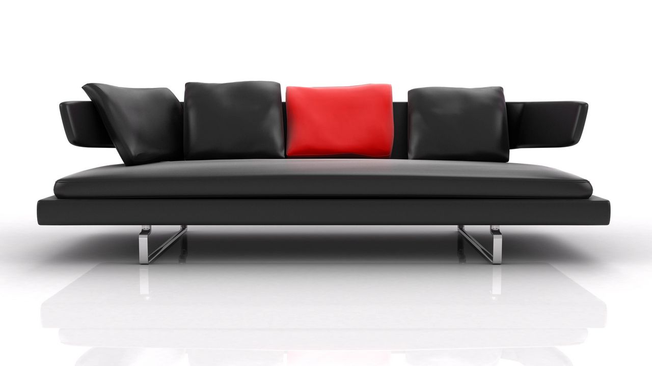 Wallpaper sofa, pillows, leather, white background, graphics