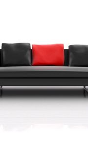 Preview wallpaper sofa, pillows, leather, white background, graphics