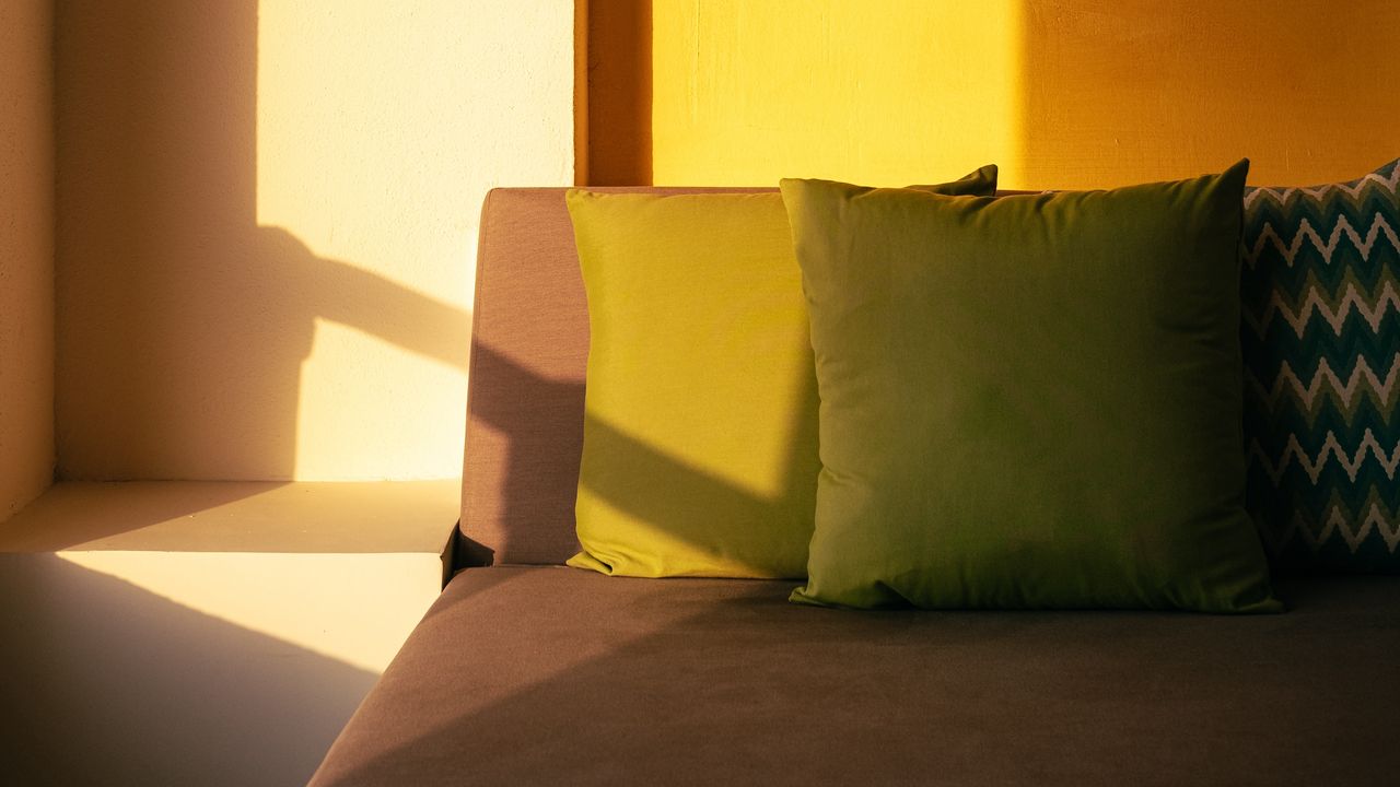 Wallpaper sofa, pillows, light, interior