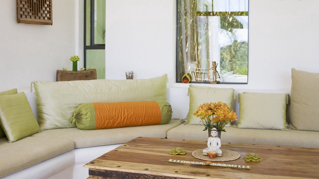 Wallpaper sofa, pillows, table, comfort, design