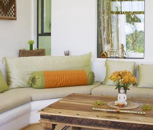Preview wallpaper sofa, pillows, table, comfort, design