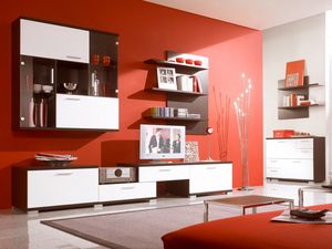 Preview wallpaper sofa, shelves, tv, style, contrast