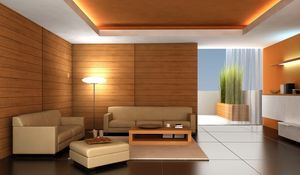 Preview wallpaper sofa, table, lamp, room, modern