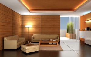 Preview wallpaper sofa, table, lamp, room, modern