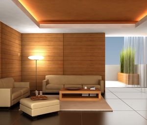 Preview wallpaper sofa, table, lamp, room, modern