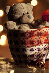 Preview wallpaper soft toy, cup, bow