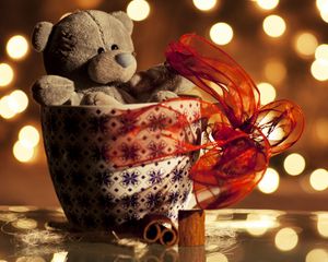 Preview wallpaper soft toy, cup, bow