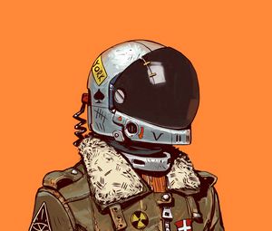 Preview wallpaper soldier, helmet, art, digital art, sci-fi